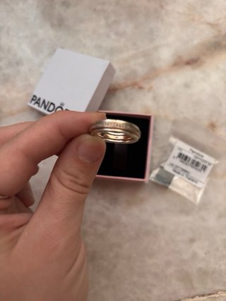 Anillo Pandora Oro Rosa y Plata Circonitas