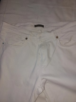 Pantalón Massimo Dutti Blanco Mujer