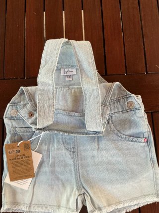 Salopette bambina in denim con unicorni