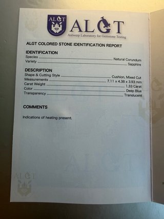 Zafiro Natural 1.33 ct Azul Profundo Certificado