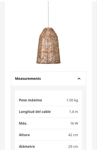 Lámpara colgante Ikea. Precio original 38e
