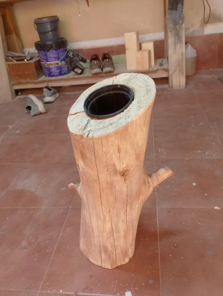 Macetero tronco madera natural