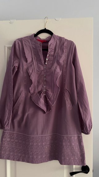 Vestido flamenco morado algodón y seda