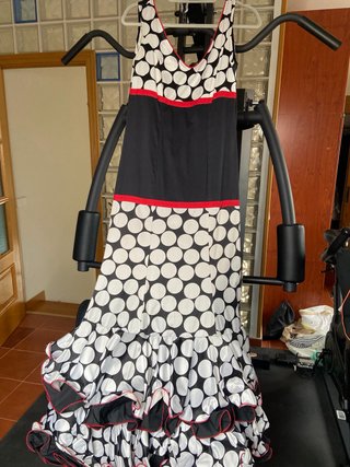 Vestido Sevillana Lunares Negro Blanco