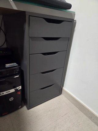 Mesa escritorio cristal + cajonera