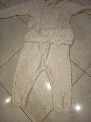 Conjunto bebé punto con capucha y orejas