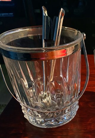 Cubitera Hielo Cristal Tallado + pinzas Acero