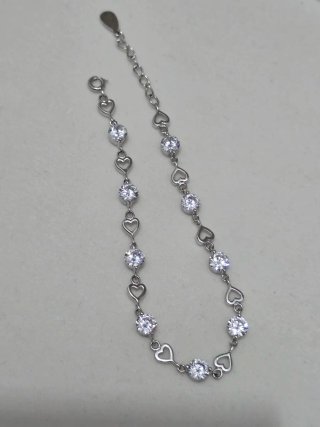 Pulsera Plata 925 Corazones y Circonitas