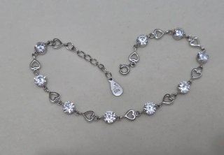 Pulsera Plata 925 Corazones y Circonitas