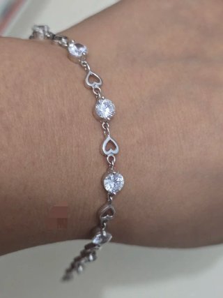 Pulsera Plata 925 Corazones y Circonitas