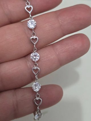 Pulsera Plata 925 Corazones y Circonitas