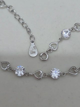 Pulsera Plata 925 Corazones y Circonitas