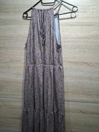 Vestido estampado beige y marrón