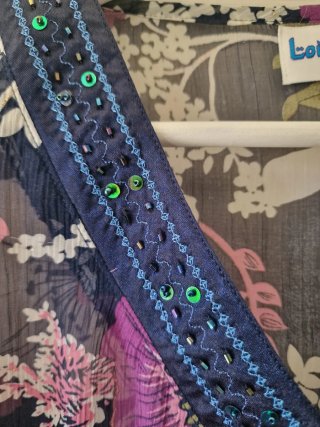 Camicia Louise F fiorata blu e viola XXL