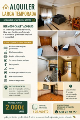 Alquiler de casa en zona Teatinos Mala