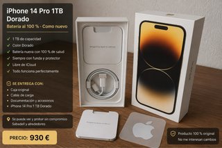 iPhone 14 Pro 1TB Dorado - Batería 100%