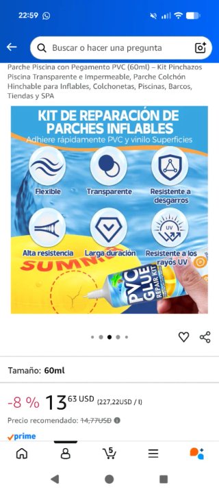 Kit Reparación PVC Piscina AAROVIBE 60ml