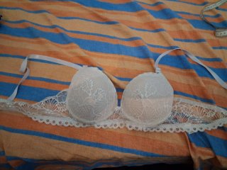 Coppia Reggiseni Pizzo Vintage Blu  Panna IT6 EU90