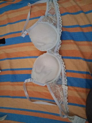 Coppia Reggiseni Pizzo Vintage Blu  Panna IT6 EU90