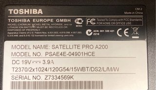 Portátil Toshiba Satellite Pro A200 Windows 10