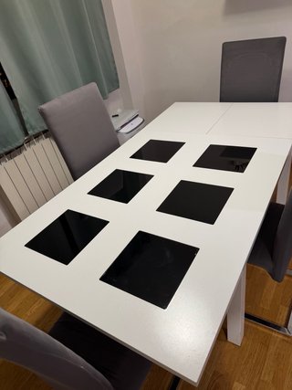 Mesa Salon Extensible + MESA A JUEGO + 4 SILLAS