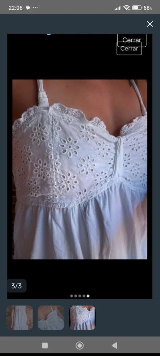 Vestido Oysho blanco algodón bordado