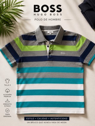 Polo BOSS Talla S Rayas Multicolor