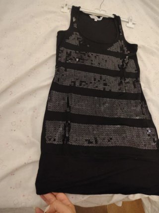 Top negro lentejuelas Clockhouse talla S