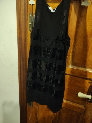 Top negro lentejuelas Clockhouse talla S