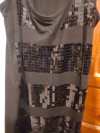 Top negro lentejuelas Clockhouse talla S