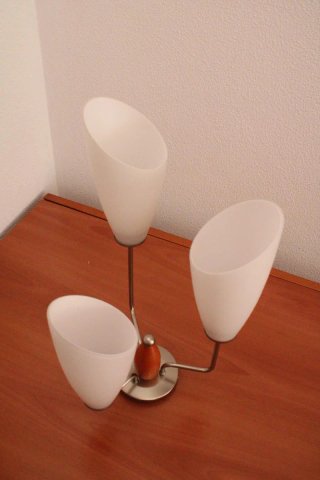 Lámpara de techo plateada y blanca
