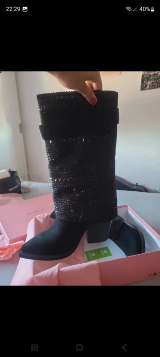 Botas Alma en Pena negras con pedrería