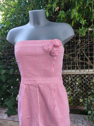Vestido Pin Up Corto Rayas Rosas Talla S