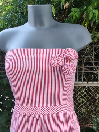 Vestido Pin Up Corto Rayas Rosas Talla S