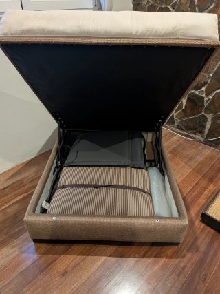 Puff Sofá, con Canape Beige/Marrón, para almacena