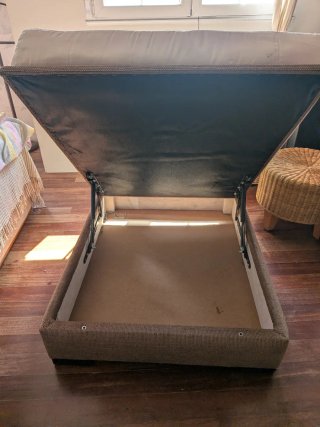 Puff Sofá, con Canape Beige/Marrón, para almacena
