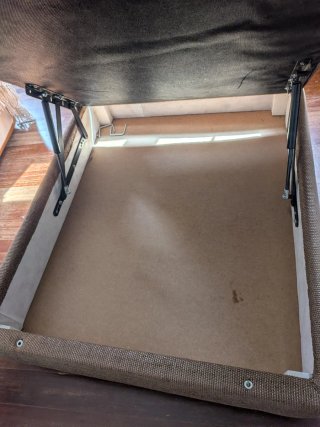 Puff Sofá, con Canape Beige/Marrón, para almacena
