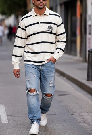 Polo Rugby Tommy Hilfiger Talla L Rayas