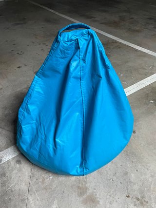 Puff pera polipiel azul