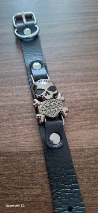 Bracciale Harley Davidson Teschio Argento Nero