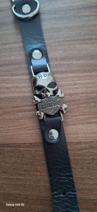 Bracciale Harley Davidson Teschio Argento Nero