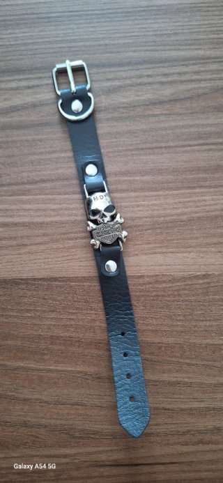 Bracciale Harley Davidson Teschio Argento Nero