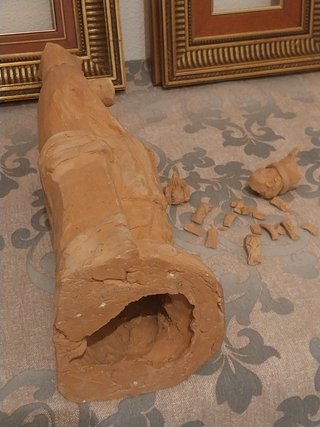 Escultura Religiosa Virgen y Niño Arcilla