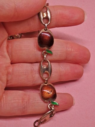 ARGENTO 925 braccialetto smaltato vintage anni 70