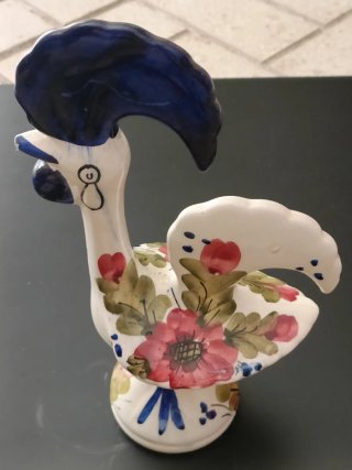 Cerámica Portuguesa Gallo y Perro Vintage