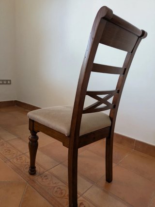4 Sillas Madera Maciza Tapizadas Beige