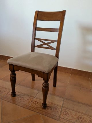 4 Sillas Madera Maciza Tapizadas Beige