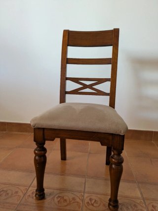 4 Sillas Madera Maciza Tapizadas Beige