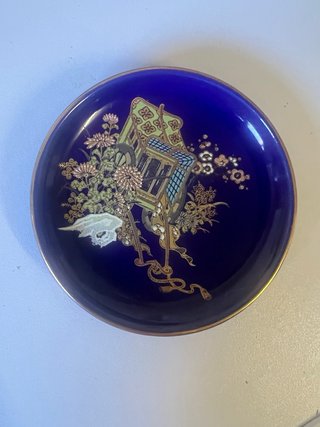 Piattino Kutani Porcellana Blu Dorato
