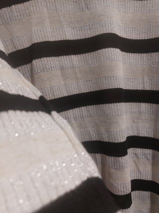 Vestido de punto rayas beige, gris y negro